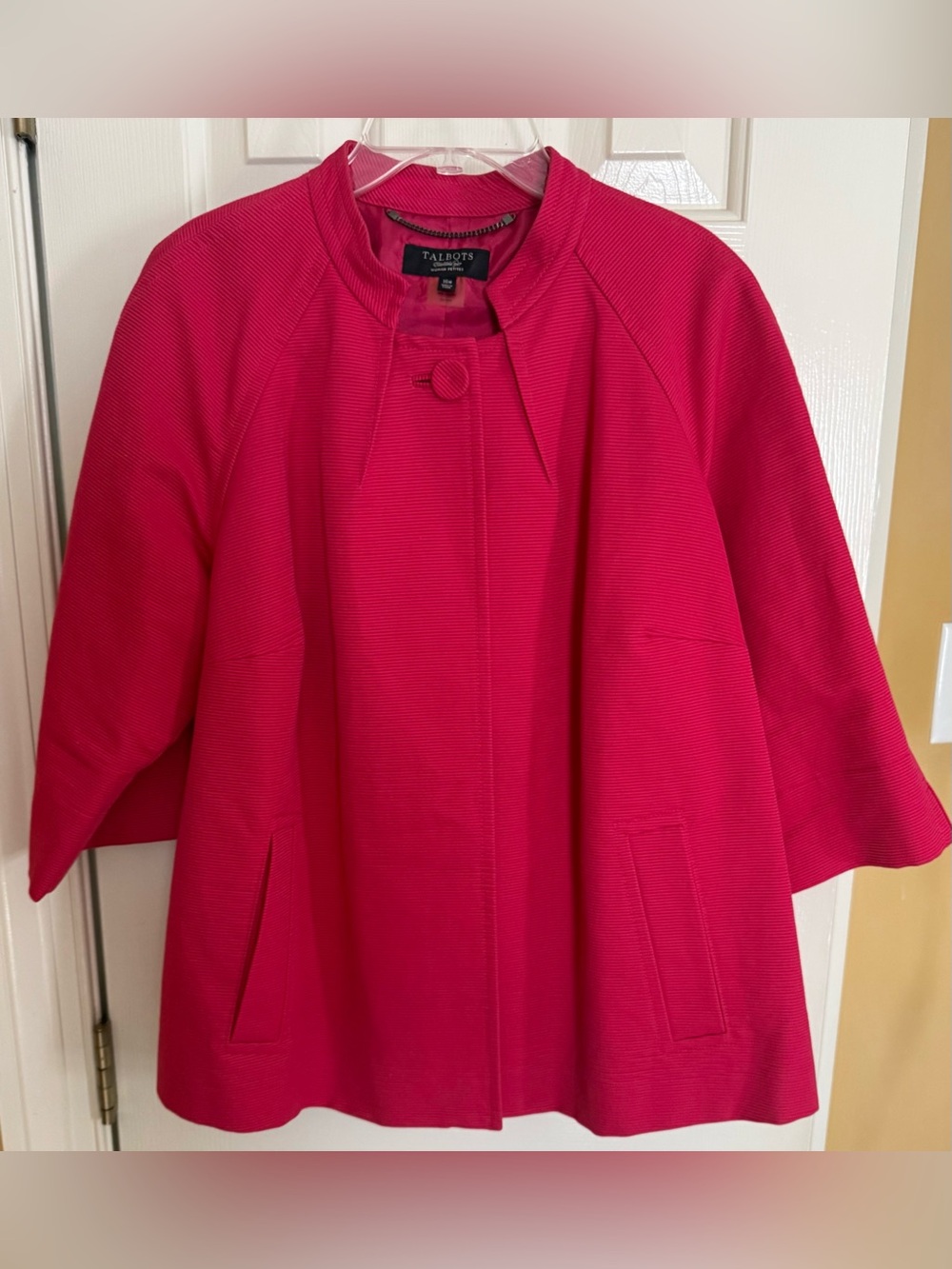TALBOTS Bright Pink Swing Cape Coat